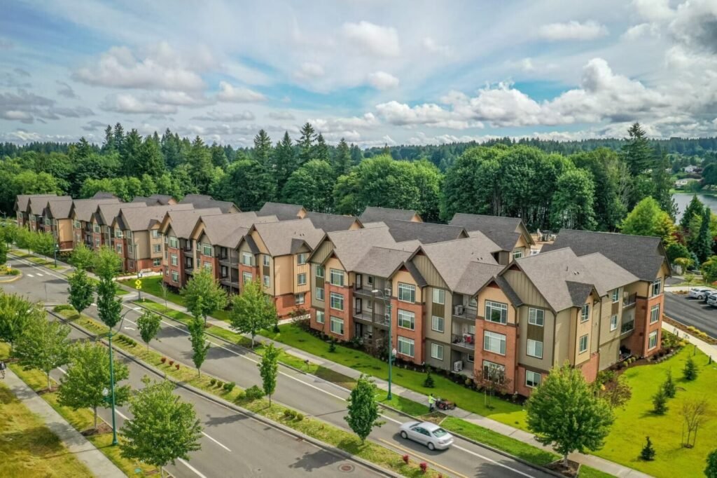 Aerial view at Copper Leaf apartments in Olympia, WA